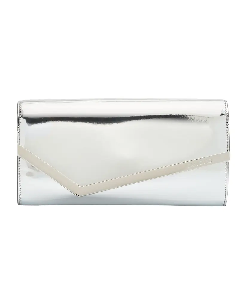 Jimmy Choo Emmie Metallic Leather Clutch Bag