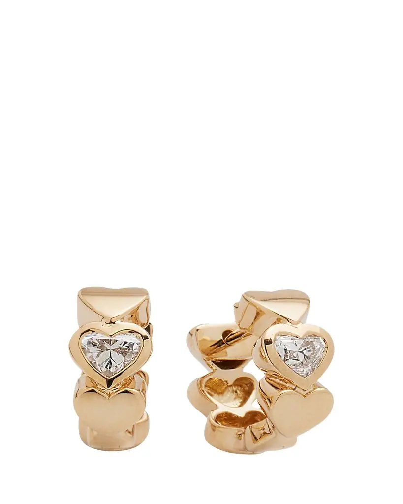Sydney Evan 14k Gold Diamond Hearts Hoop Earrings