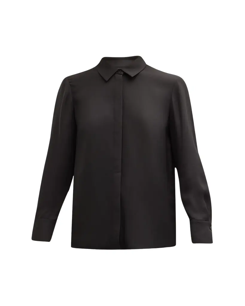 Lafayette 148 New York Scottie Silk Button-Down Blouse