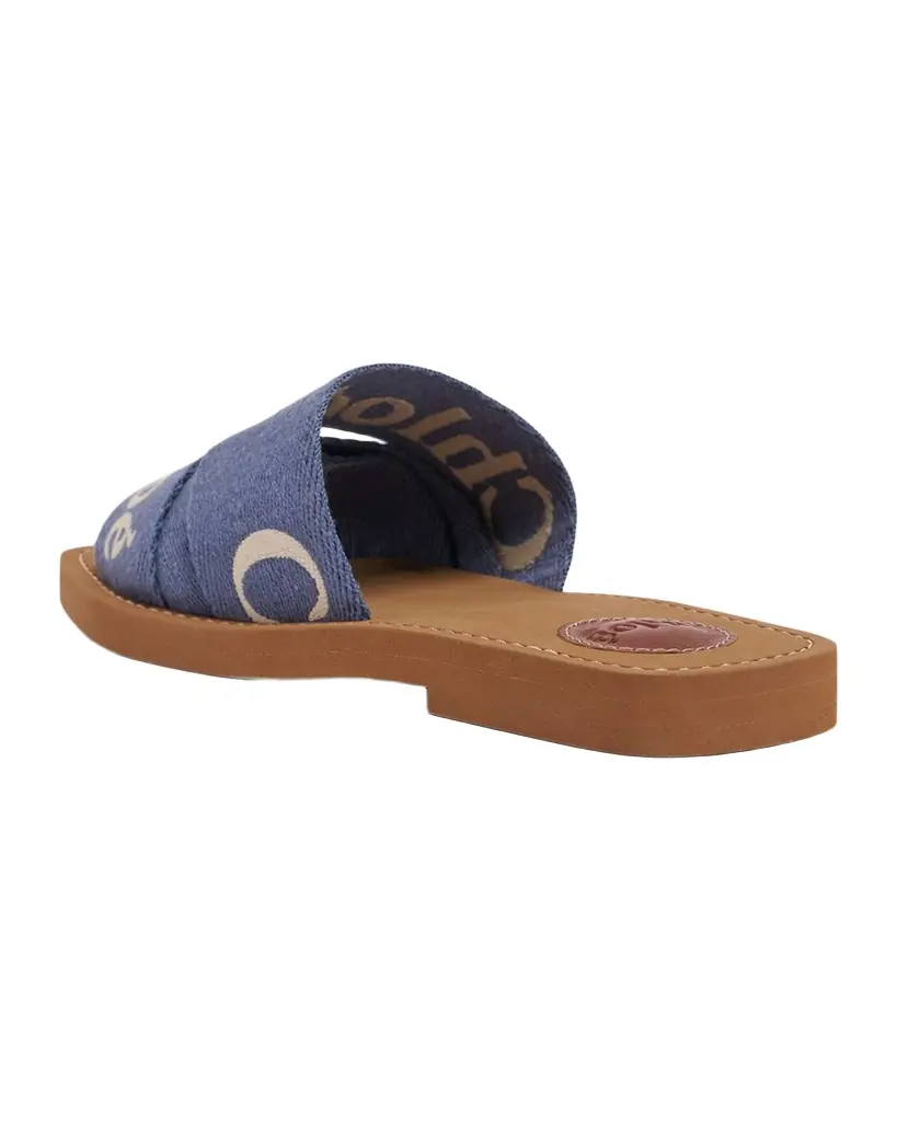 Chloe x High Summer Woody Embroidered Logo Flat Sandals