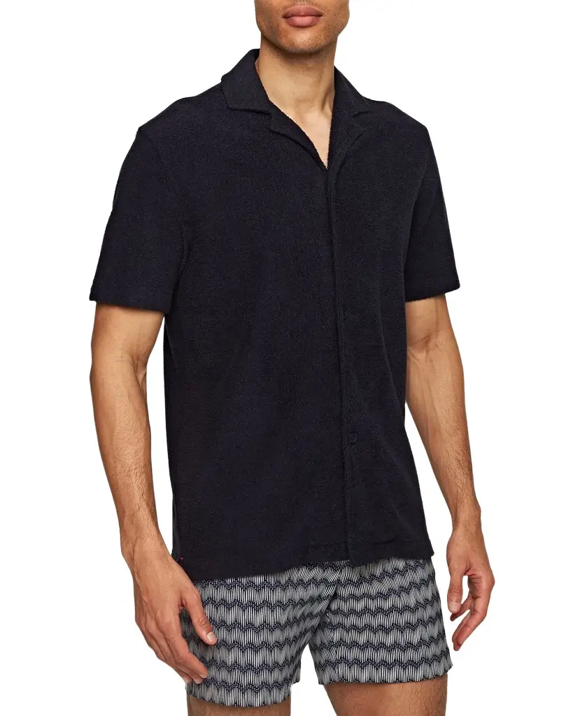 Orlebar Brown Men 's Howell Terry Toweling Camp Shirt