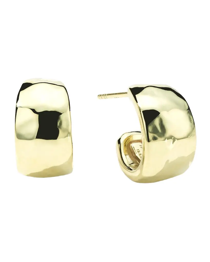 Ippolita Classico Huggie Hammered Hoop Earrings in 18K Gold