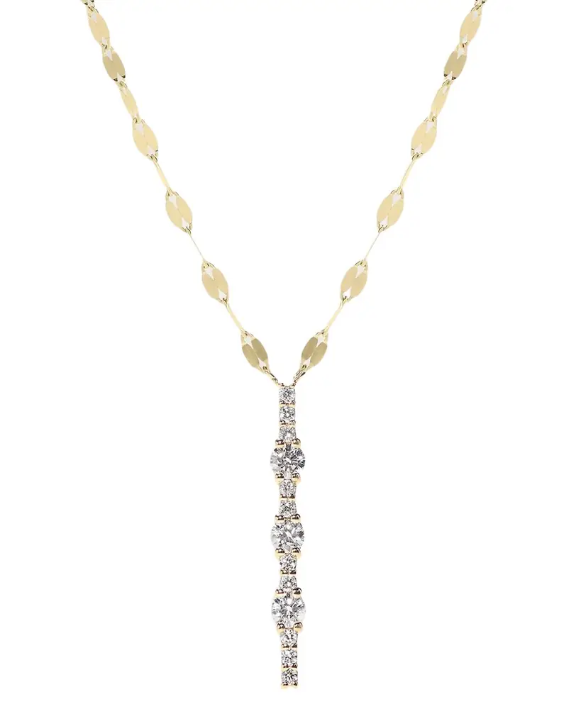 LANA Flawless 14K Gold Linear Diamond Pendant Necklace