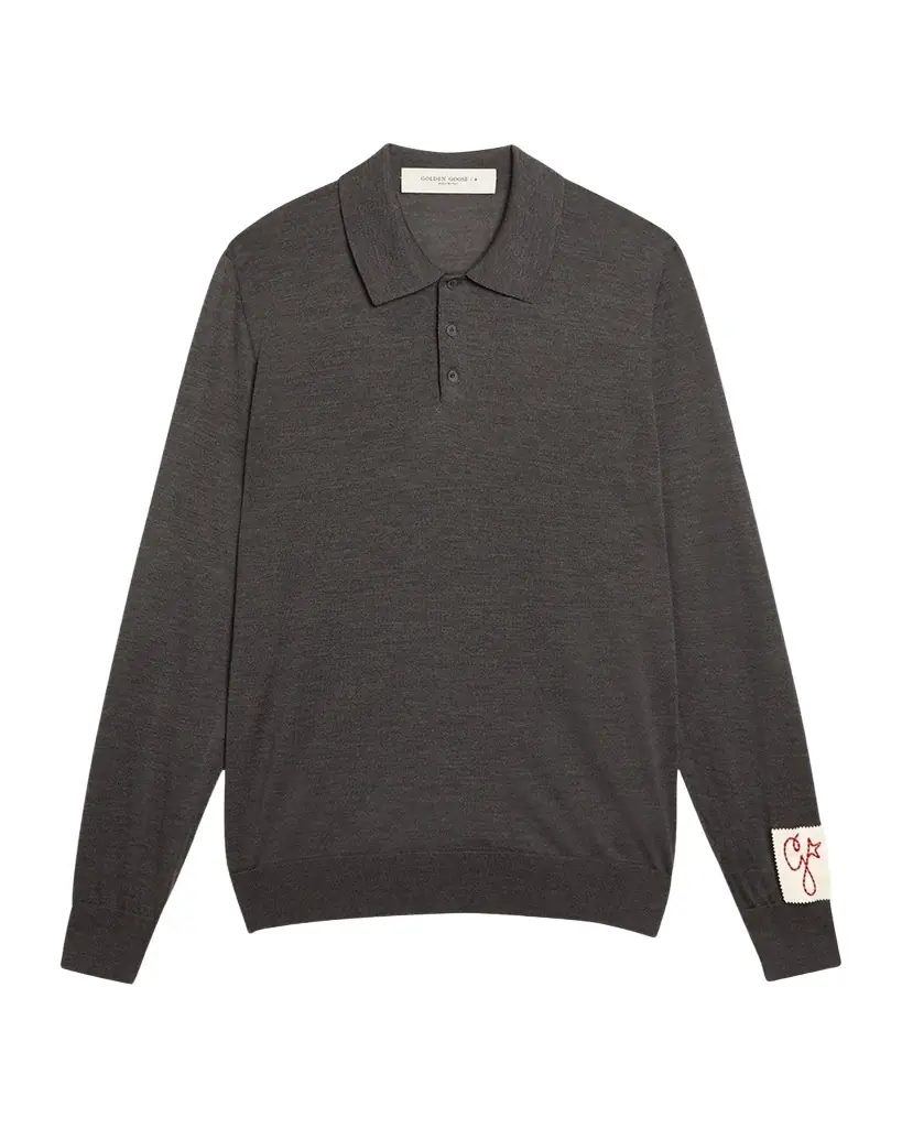 Golden Goose Men 's Wool Knit Polo Shirt