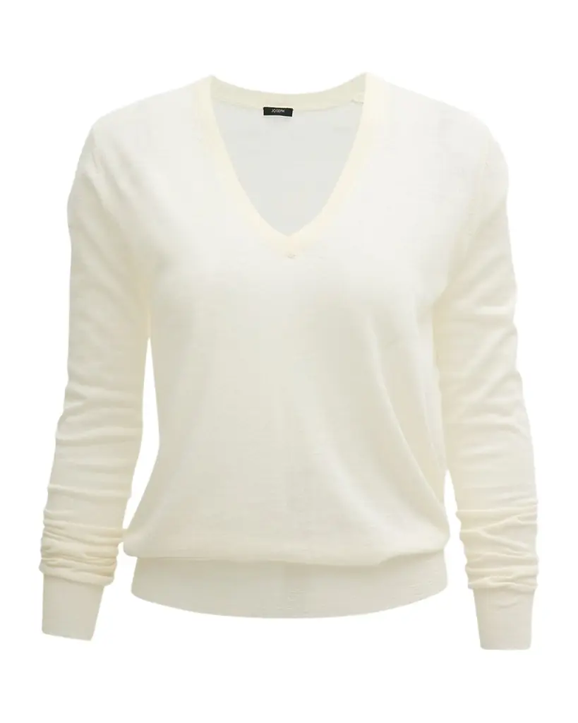 Joseph Cashair Cashmere V-Neck Long-Sleeve Shirt