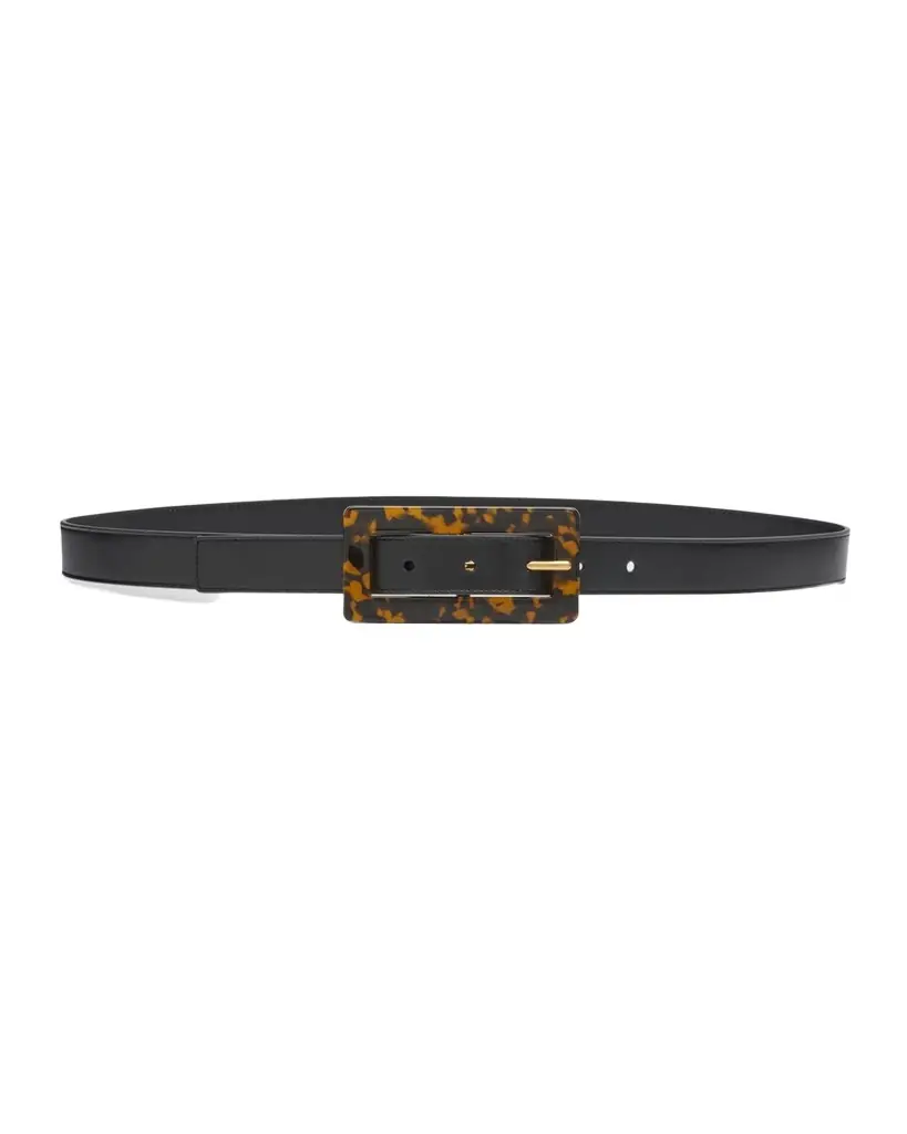 Saint Laurent Smooth Leather Belt With Rectangular Buckle