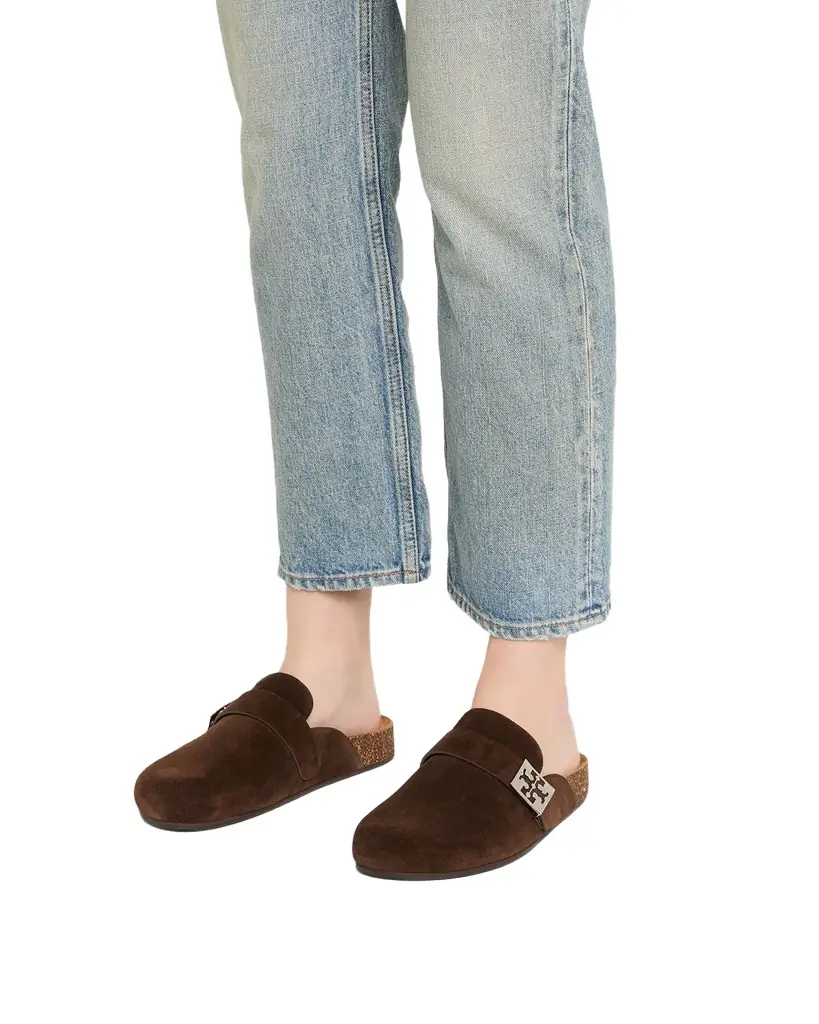 Tory Burch Mellow Suede Buckle Slide Mules