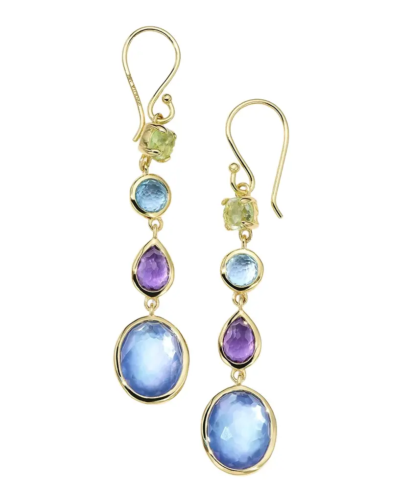 Ippolita 18K Gold Rock Candy 4-Stone Linear Drop Earrings in Alpine