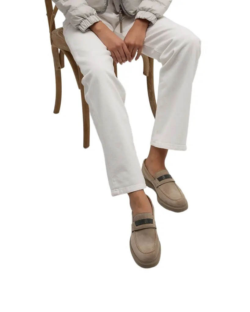 Brunello Cucinelli Suede Monili Casual Loafers