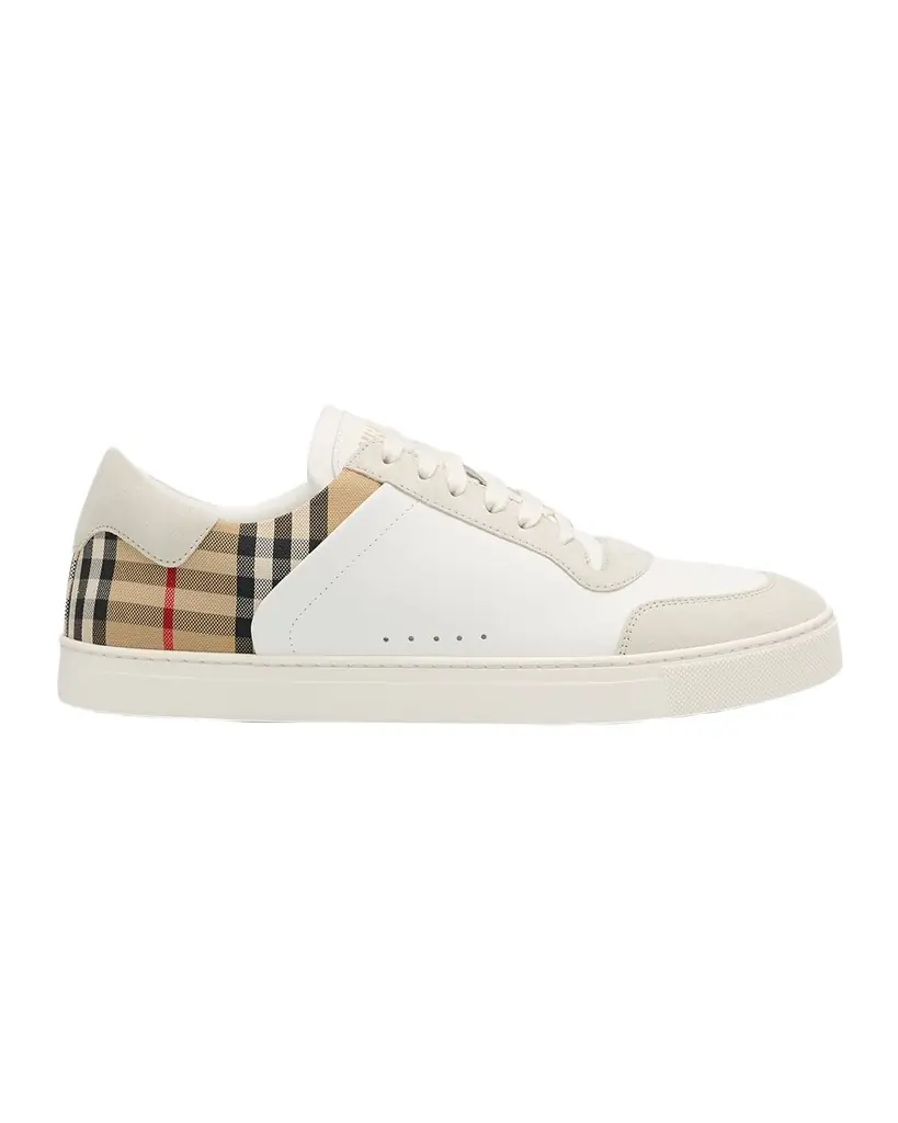 Burberry Men 's Leather-Suede Check Sneakers