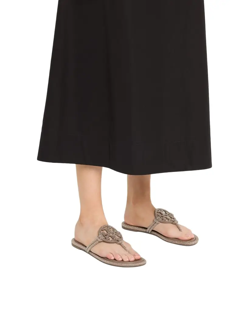 Tory Burch Miller Pave Leather Logo Sandals