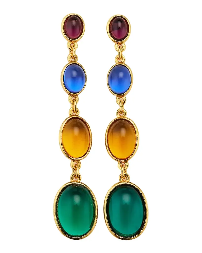 Ben-Amun Gold Post Earrings with Multi-Stone Drops
