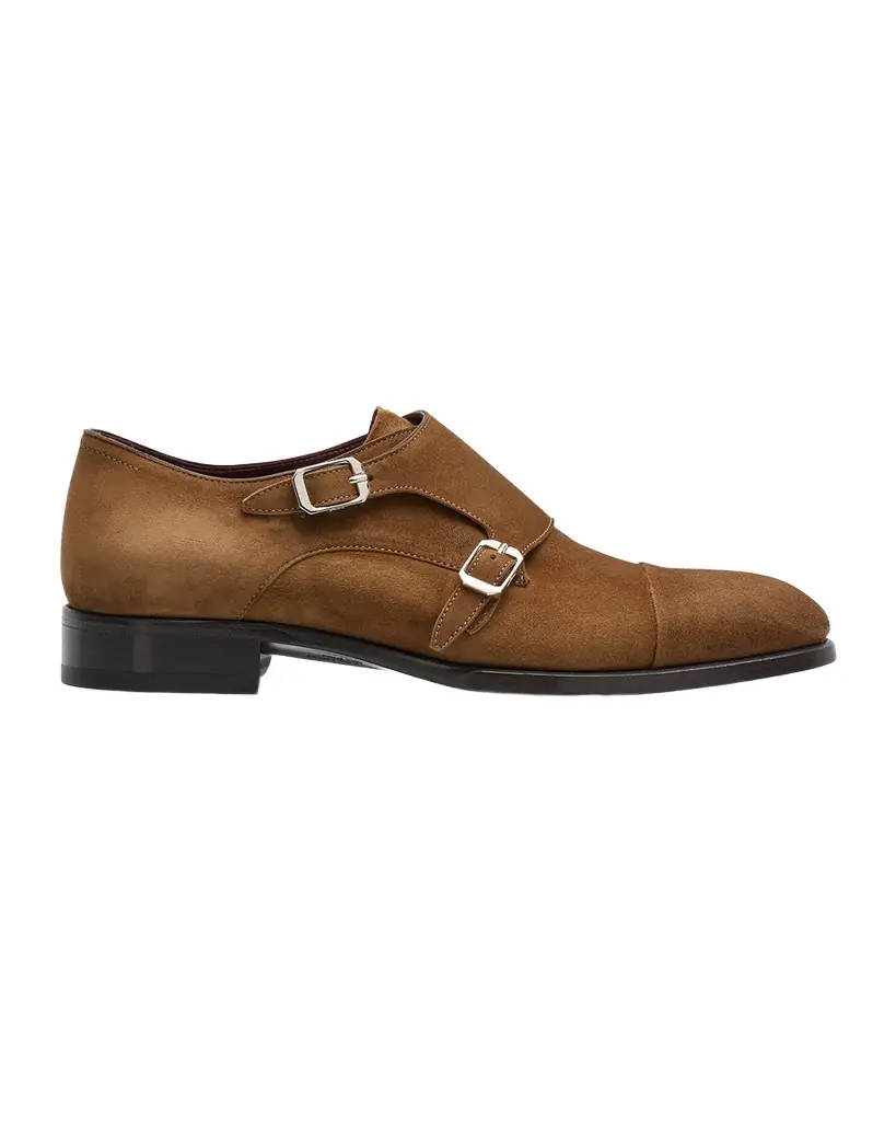 Brioni Men 's York Suede Double-Monk Strap Loafers