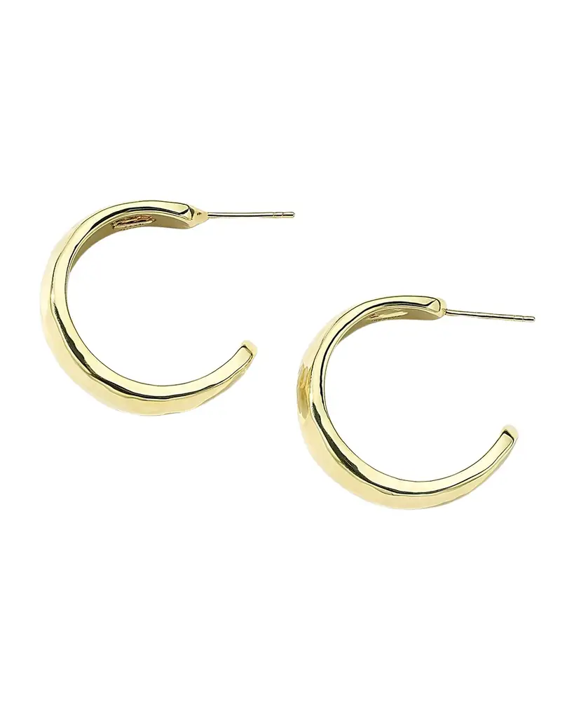 Ippolita 18K Gold Classico Hammered #2 Hoops Earrings