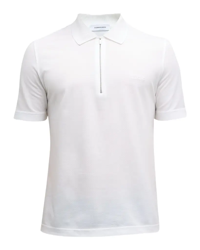 Ferragamo Men 's Zip-Front Cotton Polo
