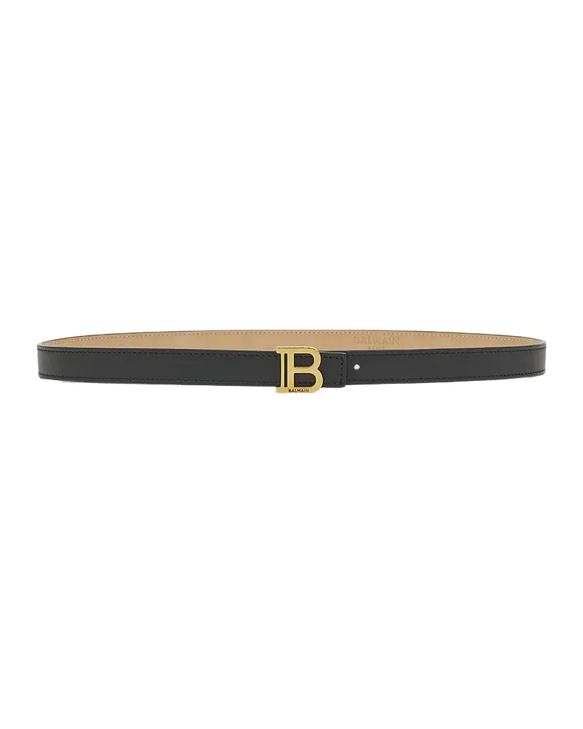 Balmain B-Monogram Leather Skinny Belt