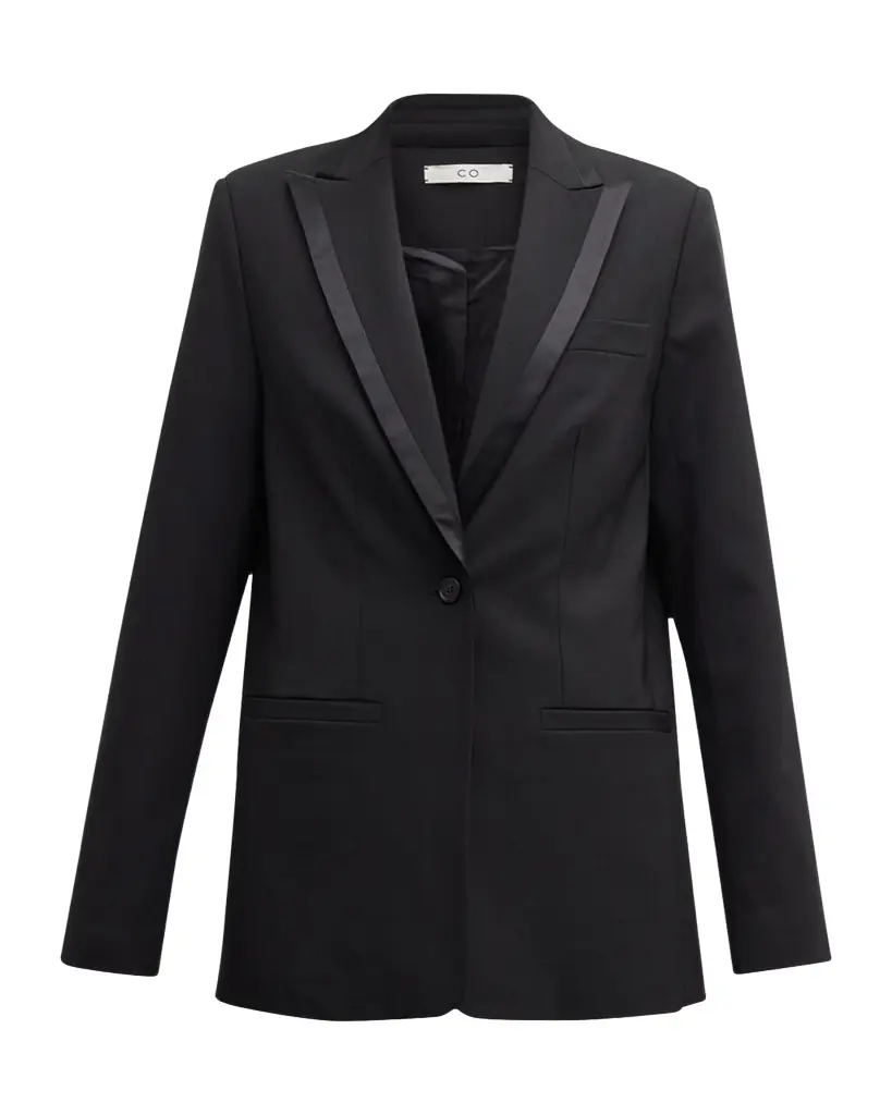 Co Satin-Trim Single-Breasted Tuxedo Jacket