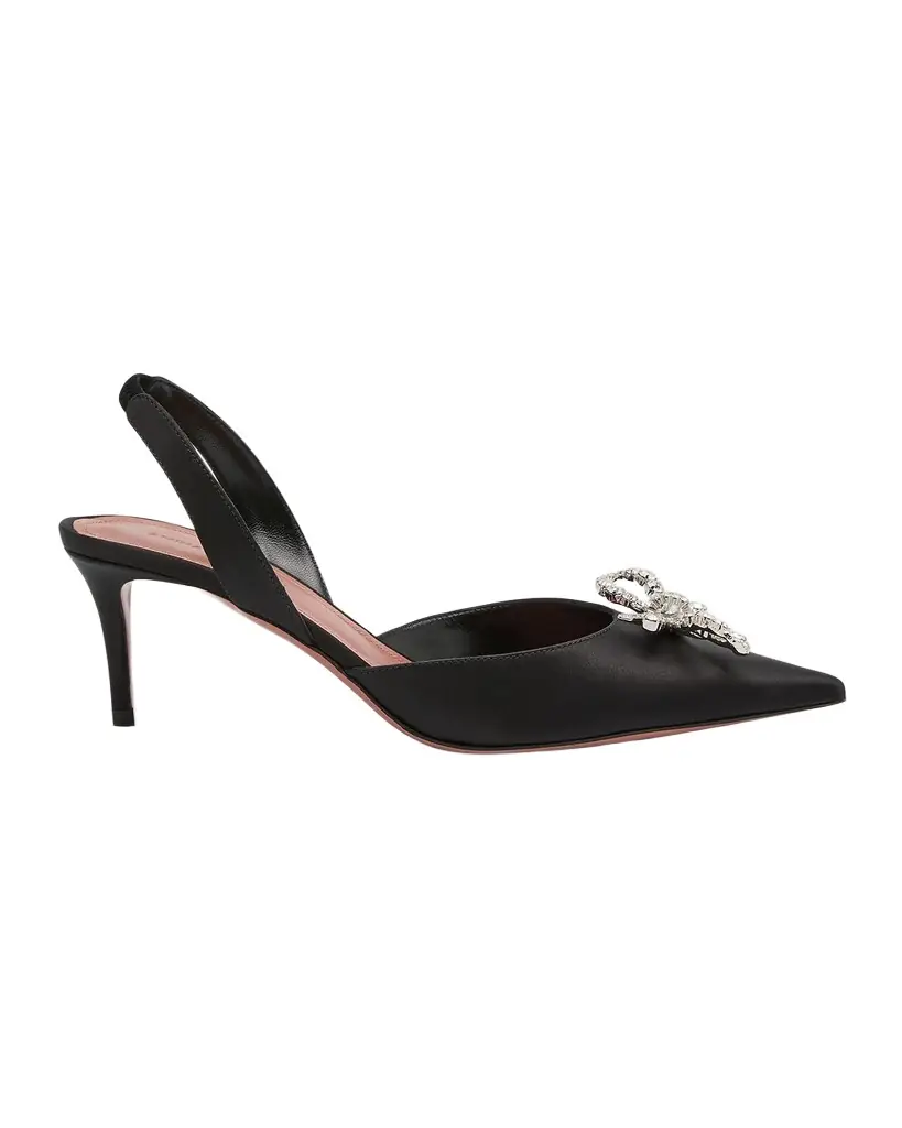 Amina Muaddi Rosie Slingback Satin Pumps