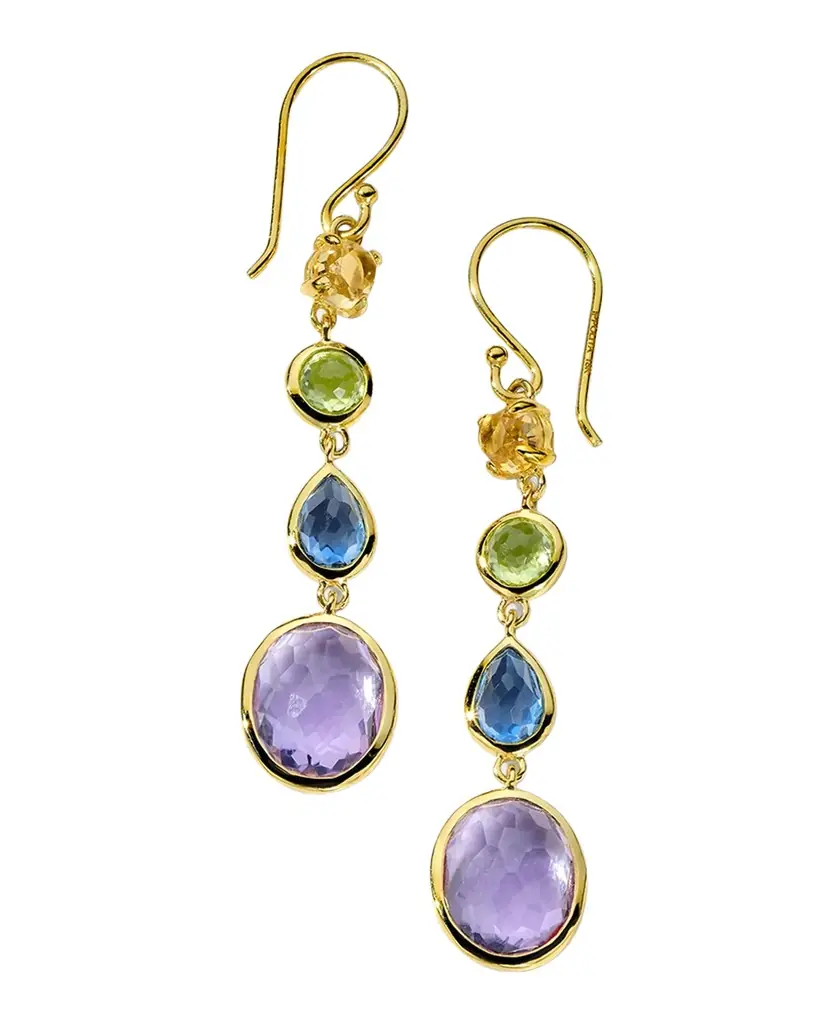 Ippolita 18K Rock Candy Small 4-Stone Linear Drop Earrings in Summer Rainbow