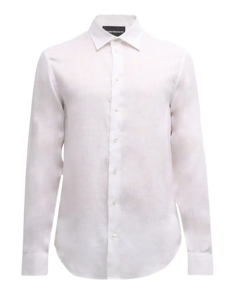 Emporio Armani Men 's Linen Sport Shirt