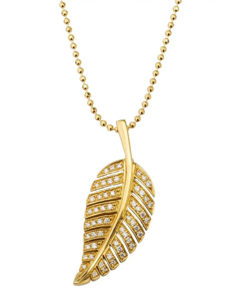 Jennifer Meyer Small Diamond Leaf Necklace