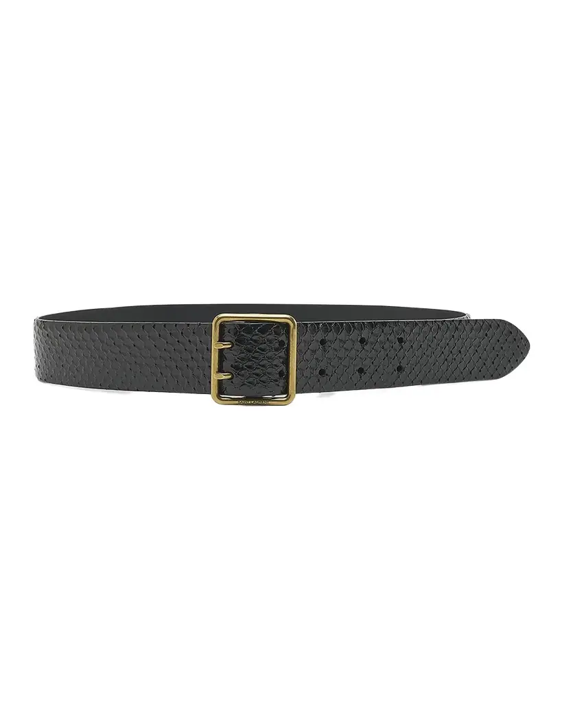 Saint Laurent Python Snakeskin Belt With a Square Buckle