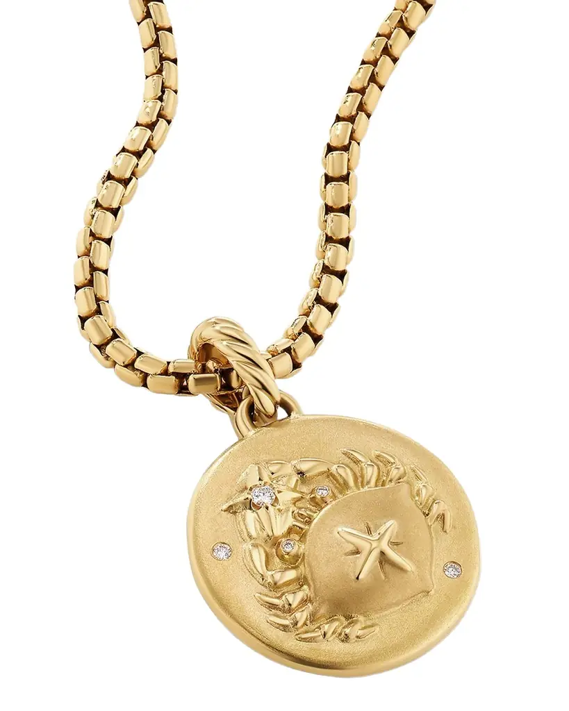 David Yurman Cancer Amulet in 18K Yellow Gold with Diamonds, 28.7mm