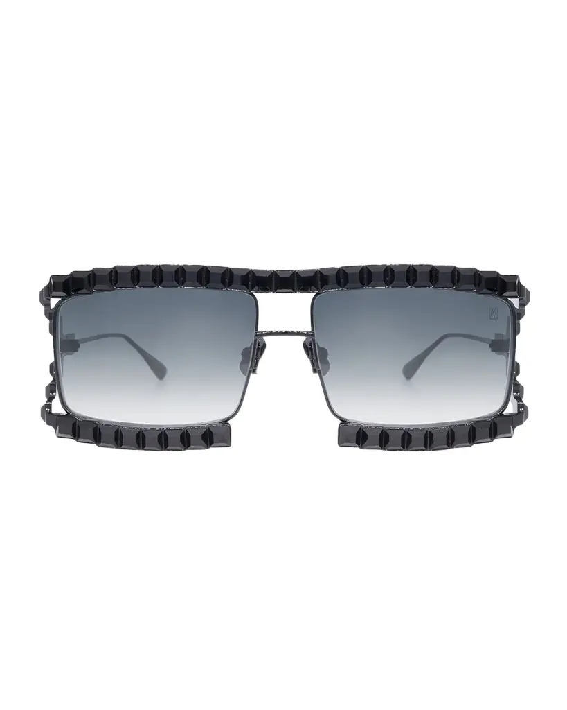 Anna-Karin Karlsson Crystal Boo Black Titanium Aviator Sunglasses