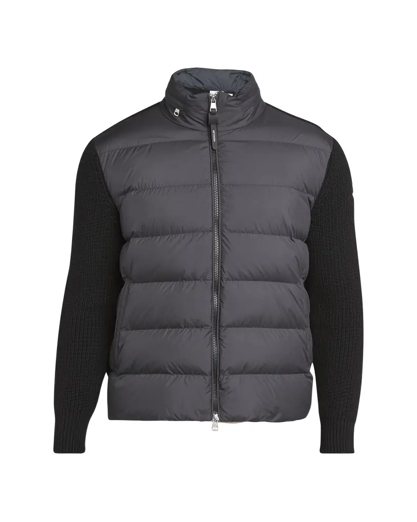 Moncler Men's Wool Knit Padded Jacket With Hood