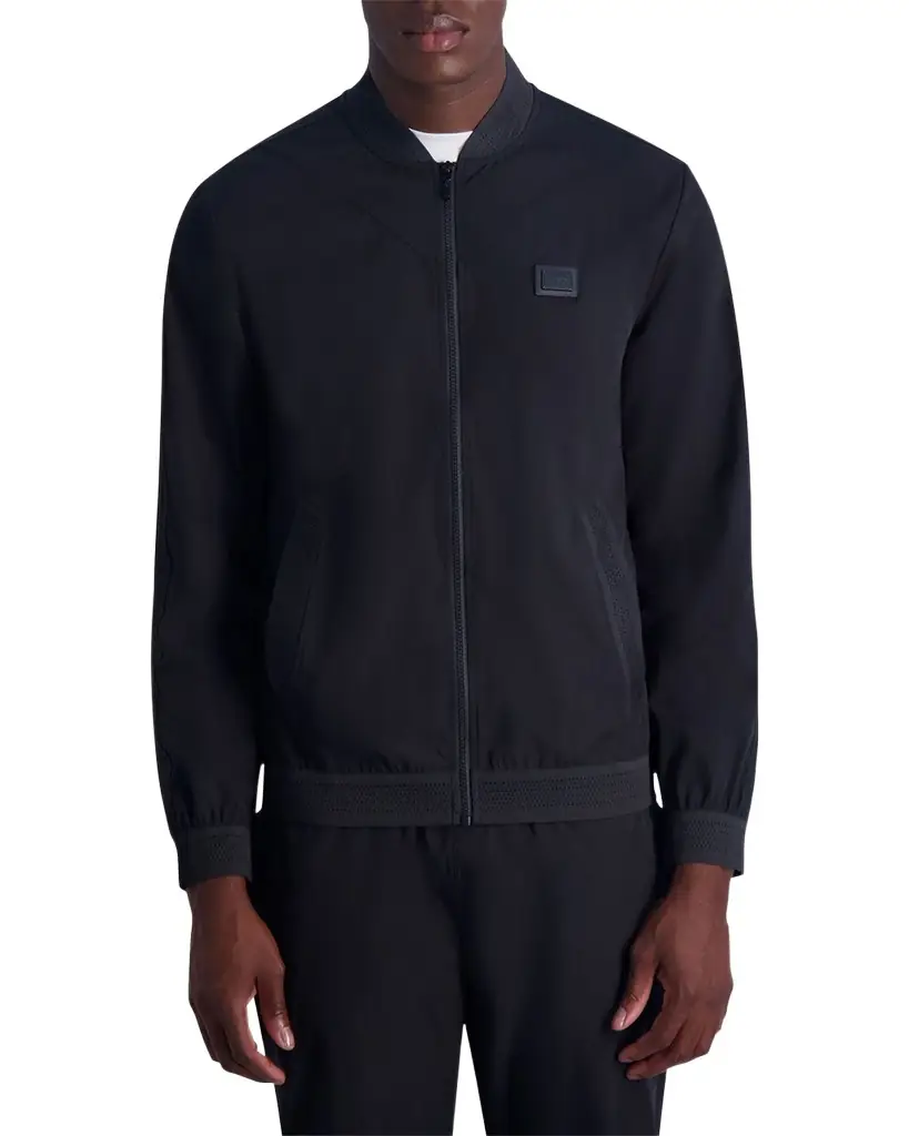 Karl Lagerfeld Paris Men 's Track Jacket with Mesh Trim