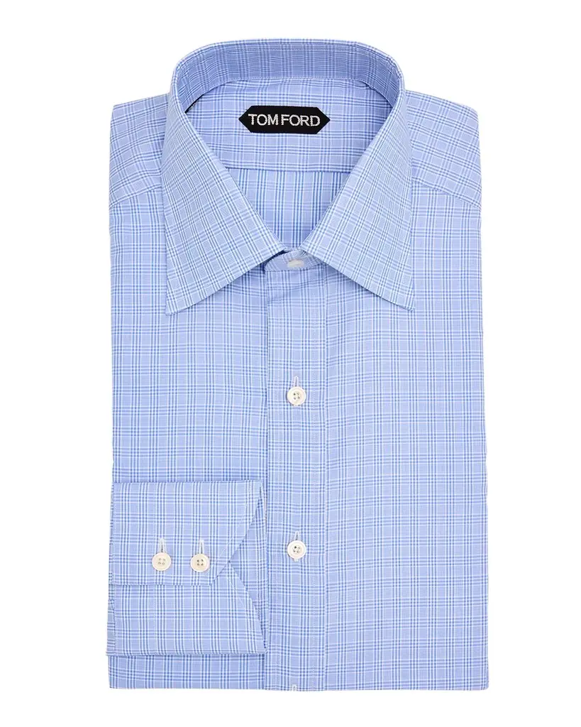 TOM FORD Men 's Twill Check Slim-Fit Dress Shirt