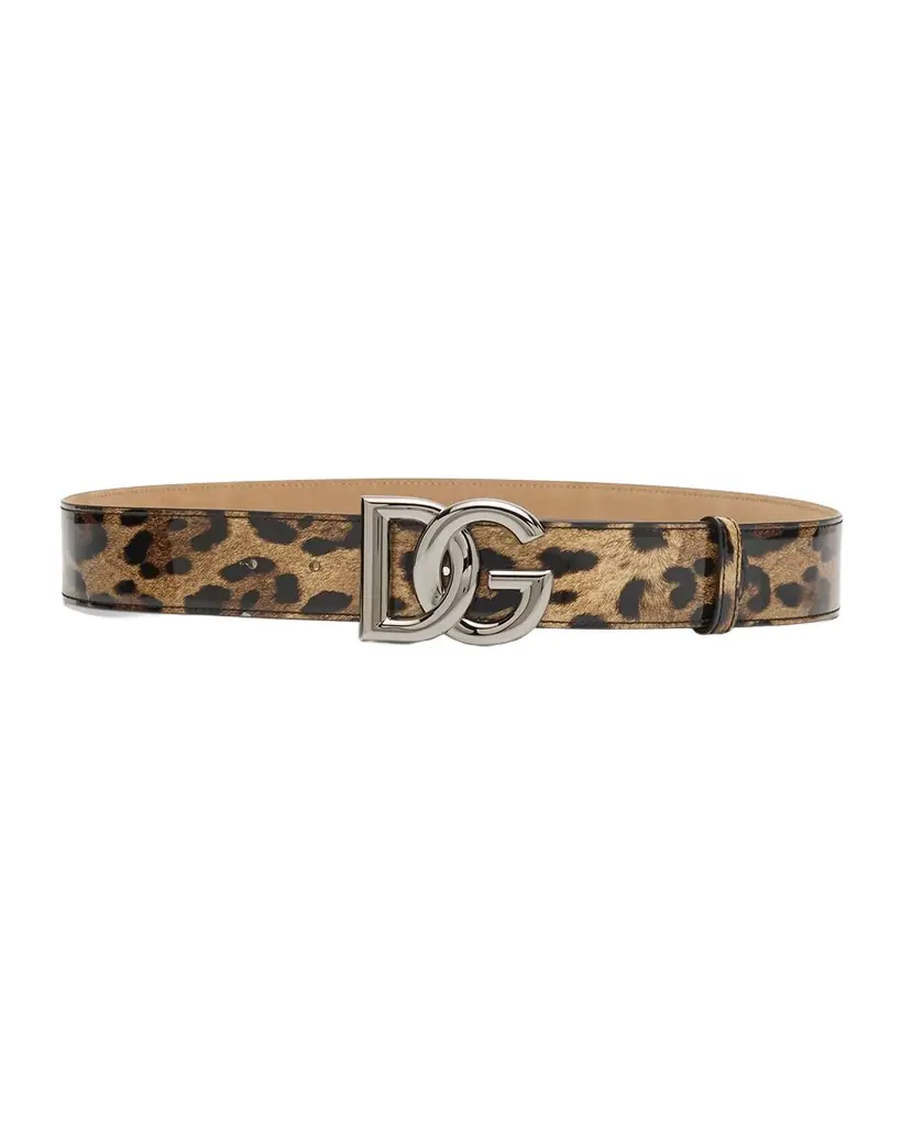 Dolce & Gabbana DG Leopard Patent Leather Belt
