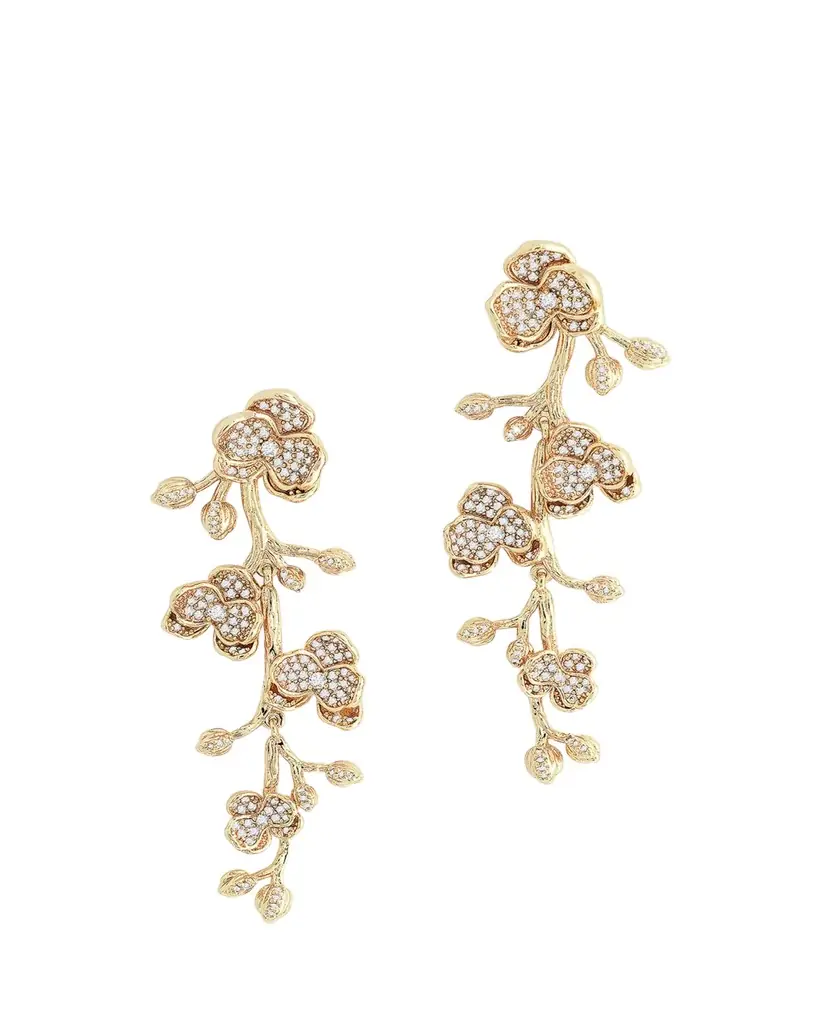 Anabel Aram Jewelry Orchid Pave Dangle Earrings