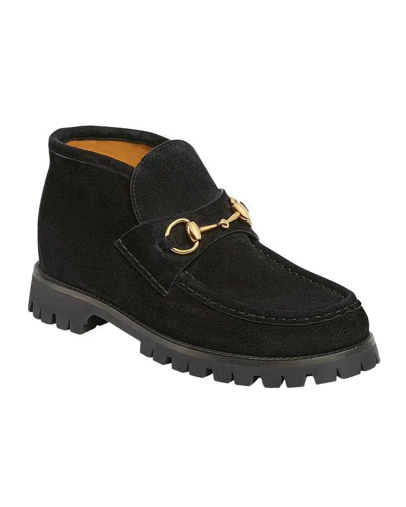 Gucci Sylke Suede Horsebit Booties
