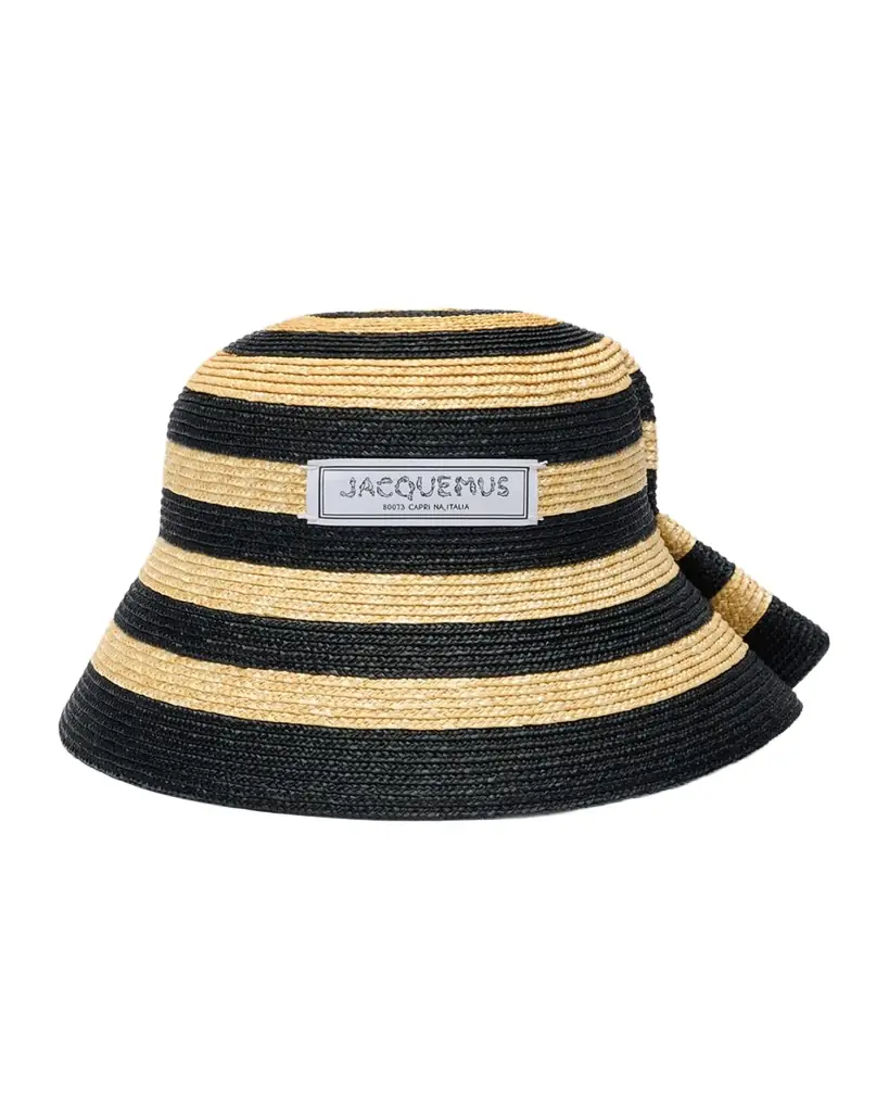 Jacquemus La Chapeau Vela Striped Raffia Bucket Hat