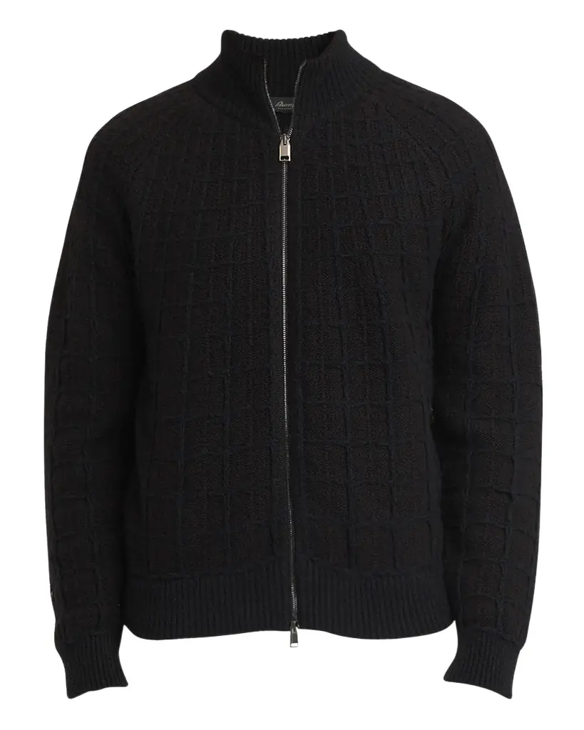 Brioni Men 's Cashmere Jacquard Full-Zip Sweater