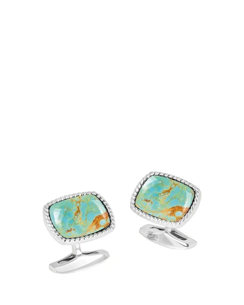 Tateossian Men's Silver Amaroo Turquoise Cabochon Cufflinks