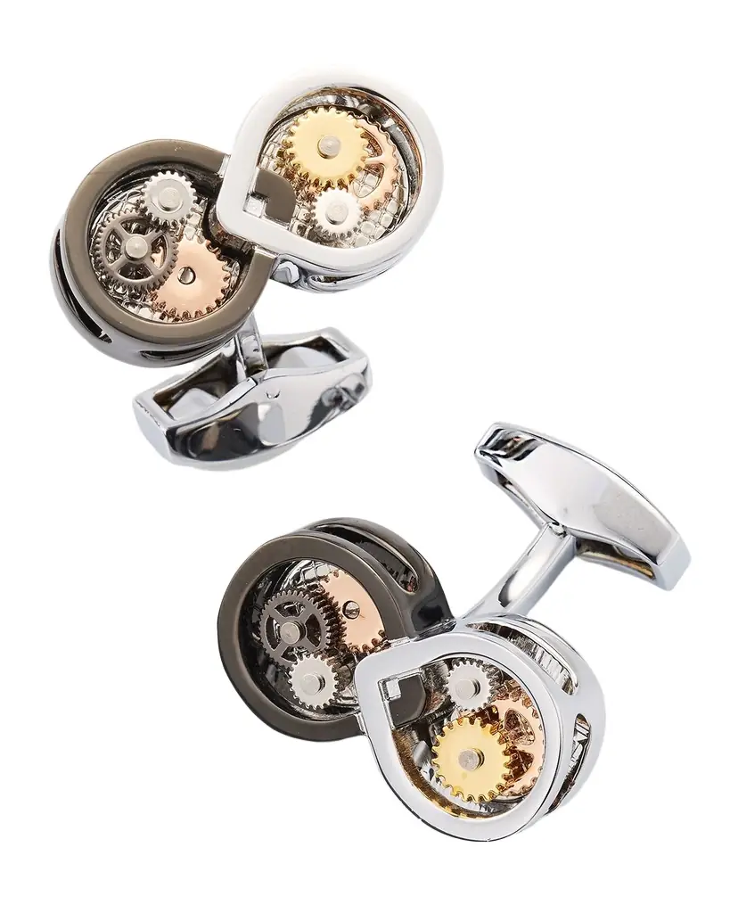 Tateossian Men 's Infinity Gear Cufflinks in Palladium Plated with Multicolour Gears
