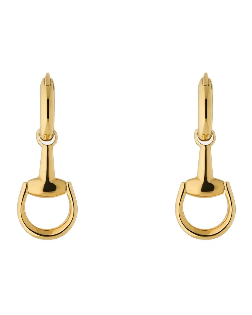 18K Yellow Gold Horsebit Drop Earrings