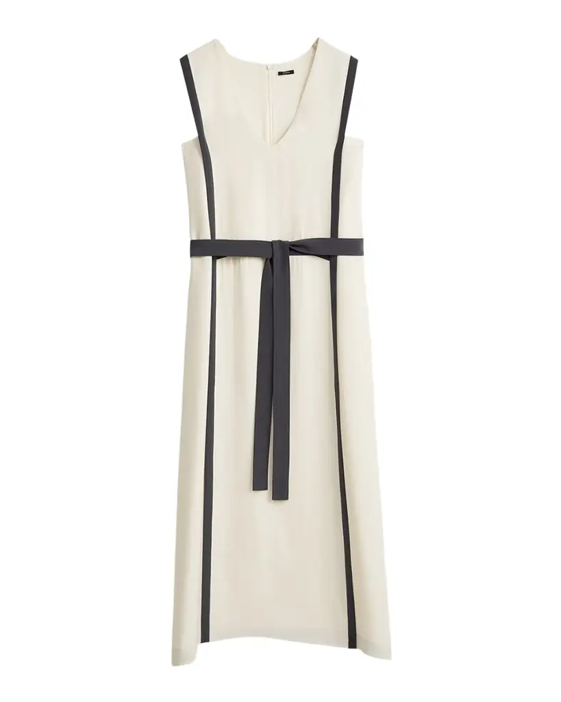 Joseph Muguet Contrast-Trim Silk Crepe Midi Dress