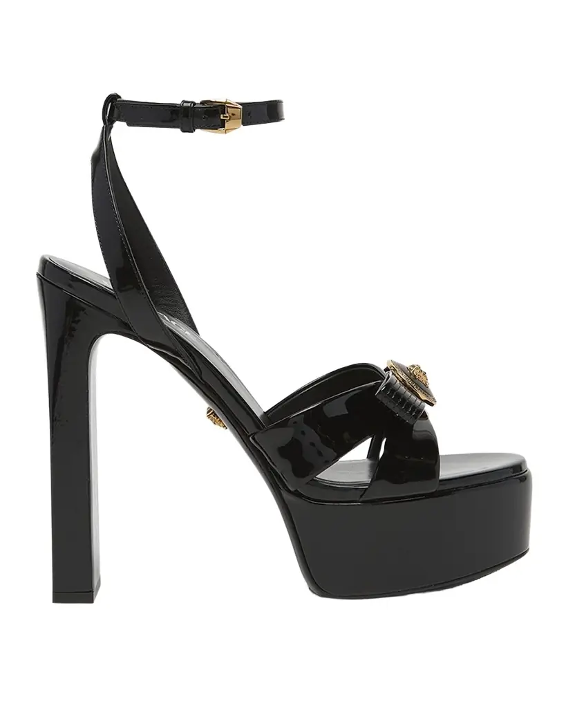 Versace Gianni Patent Bow Platform Sandals
