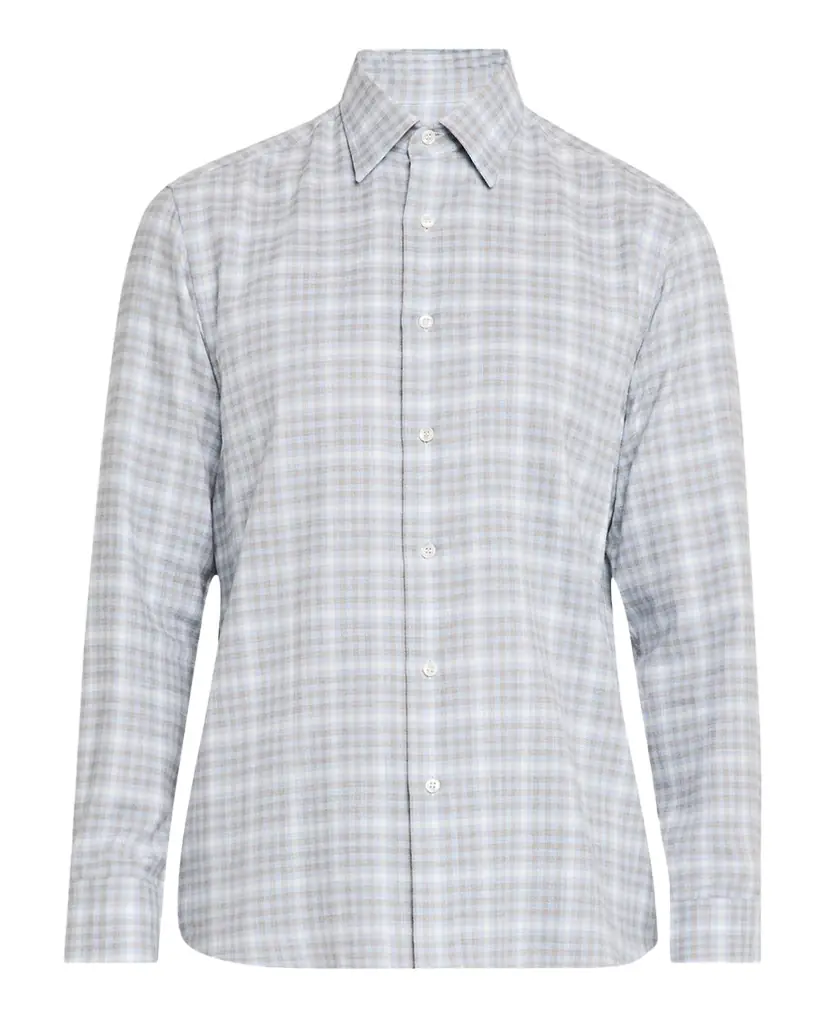 Brioni Men 's Check Flannel Casual Button-Down Shirt
