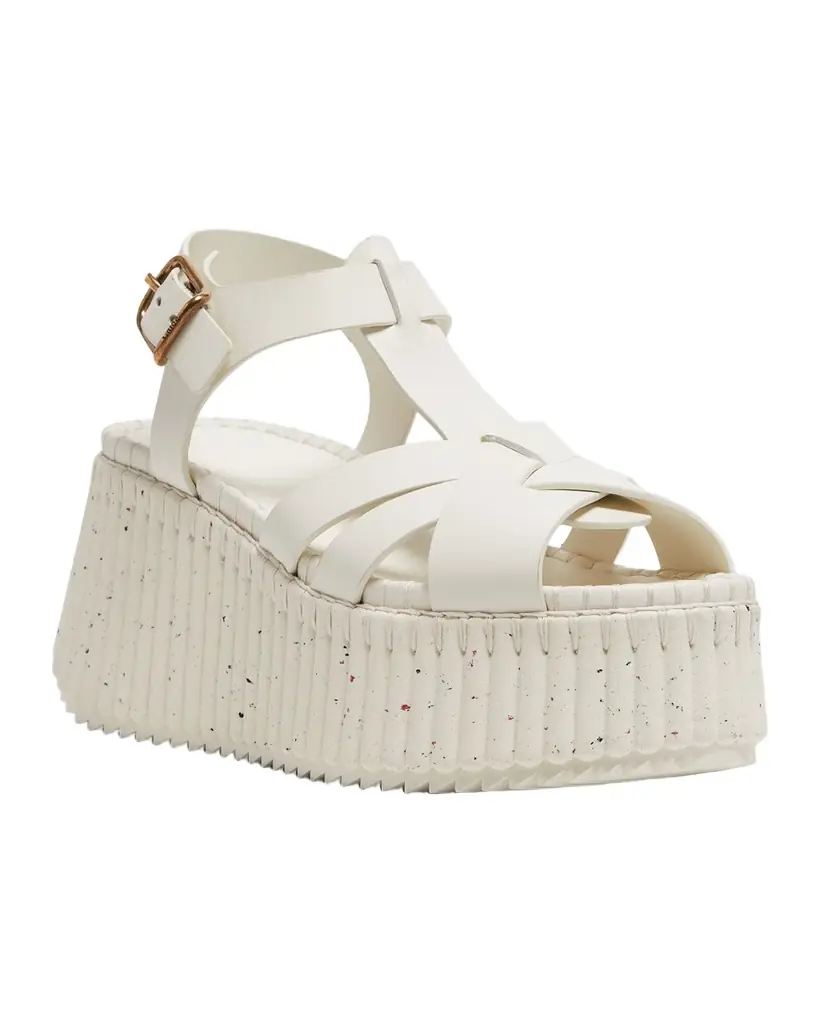 Chloe Nama Leather T-Strap Platform Sandals