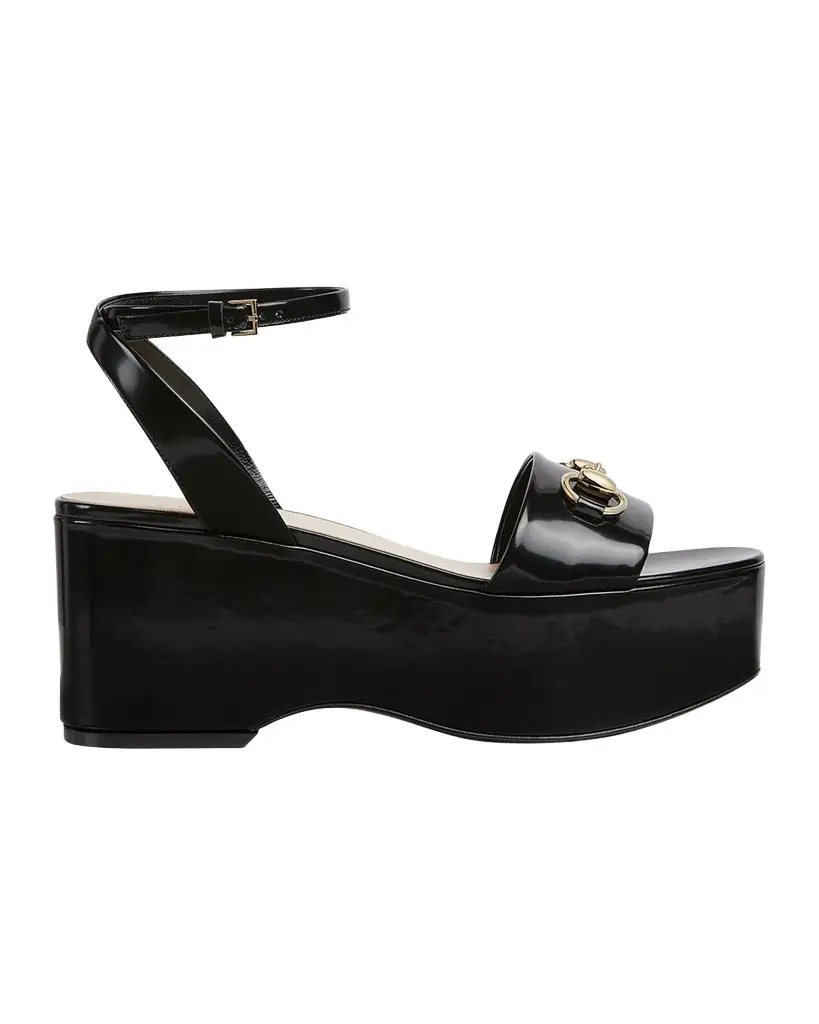 Gucci Lady Patent Horsebit Platform Sandals