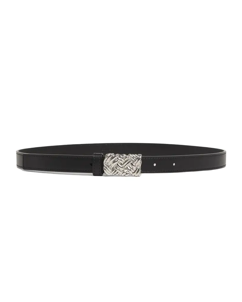 Bottega Veneta Woven Buckled Leather Skinny Belt