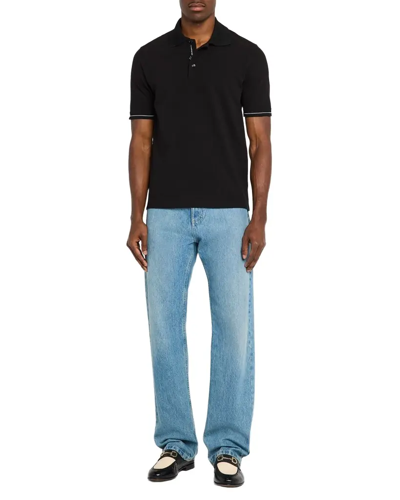 Ferragamo Men 's Polo Shirt with Neck Signature