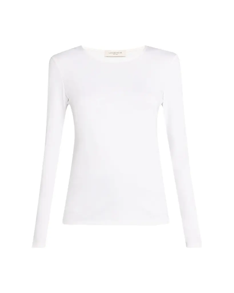 Lafayette 148 New York Scoop-Neck Stretch Cotton T-Shirt