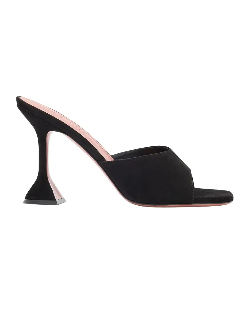 Amina Muaddi Lupita Suede Pedestal Mule Sandals