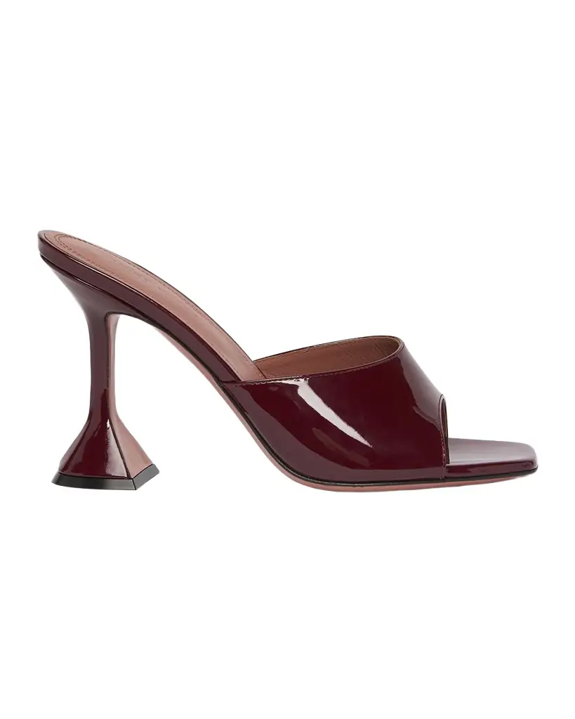 Amina Muaddi Lupita Patent Pedestal Mule Sandals