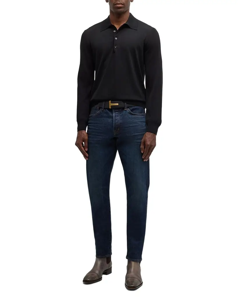 TOM FORD Men 's Fine-Gauge Wool Polo Sweater